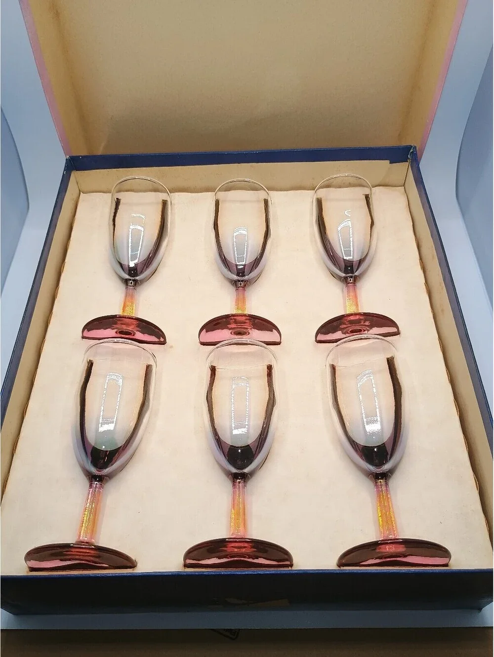 Vintage 1956 Nocturne Wine Glasses by Anchor Hocking - Set of 6 with box